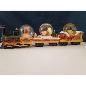 Holiday Collection 3 Piece Christmas Waterball Train Set Snow Globes Vintage